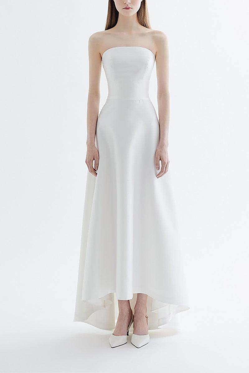 A-Line High-Low Satin Wedding Dress 817751424251 - COCOMELODY